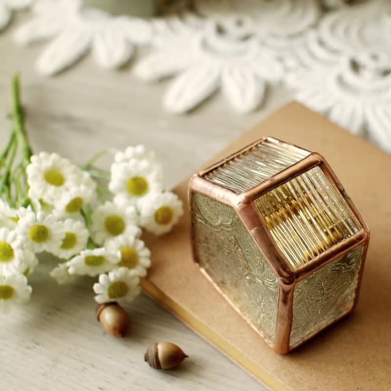 窗花小屋音樂盒/八音盒/海棠花玻璃-發條機芯