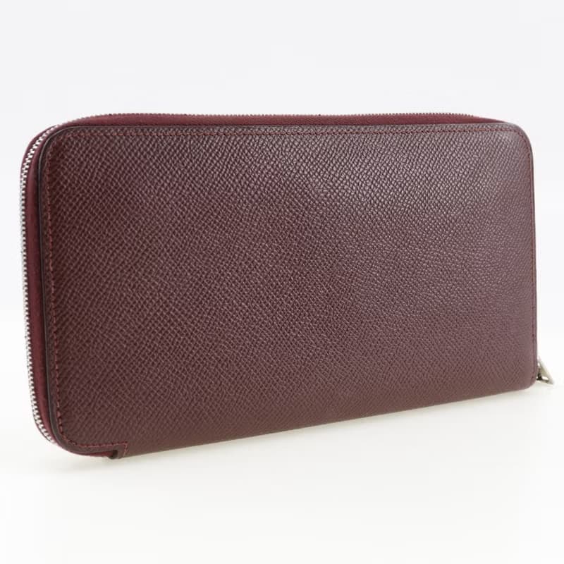 【日本直送】エルメス HERMES アザップロングシルクイン 長財布 ヴォーエプソン ルージュアッシュ ボルドー  レディース【中古】