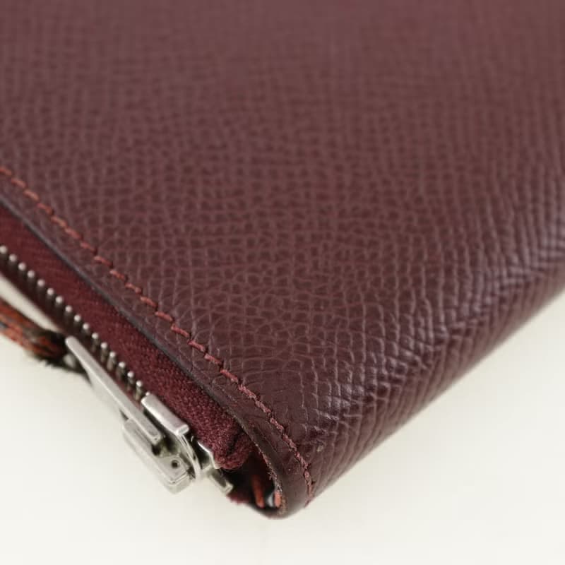 【日本直送】エルメス HERMES アザップロングシルクイン 長財布 ヴォーエプソン ルージュアッシュ ボルドー  レディース【中古】