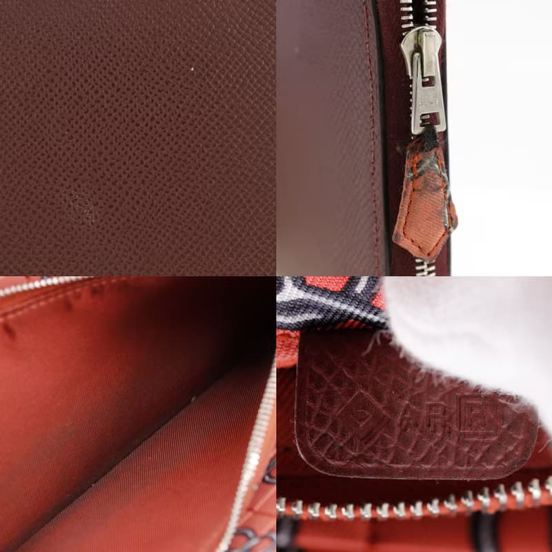【日本直送】エルメス HERMES アザップロングシルクイン 長財布 ヴォーエプソン ルージュアッシュ ボルドー  レディース【中古】