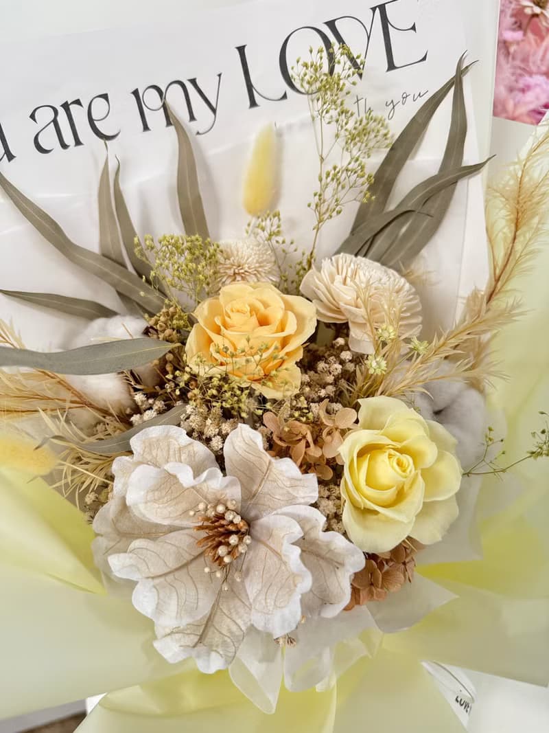乾燥花束 黃色系花束 永生花花束
