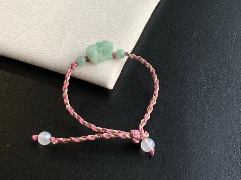 天然緬甸玉翡翠招財貔貅手鍊  滿綠 迷你貔貅 免費開光