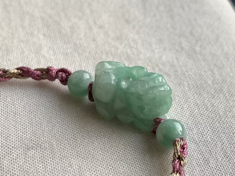 天然緬甸玉翡翠招財貔貅手鍊  滿綠 迷你貔貅 免費開光