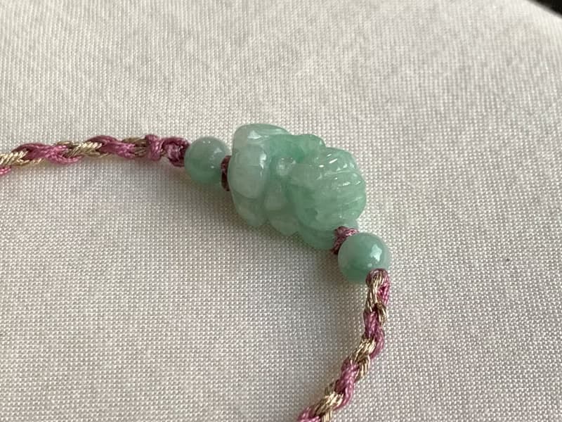 天然緬甸玉翡翠招財貔貅手鍊  滿綠 迷你貔貅 免費開光