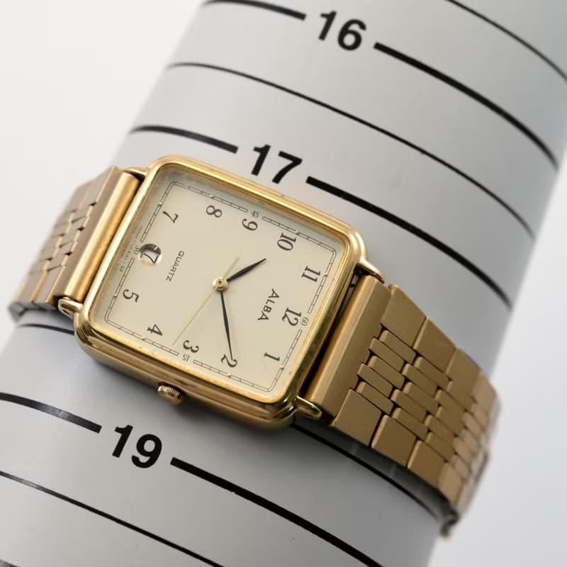 SEIKO ALBA 男性用腕時計 Tank shape QUARTZ Gold Tone Dial Ref.Y142-5070 1994年 手錶 古董錶