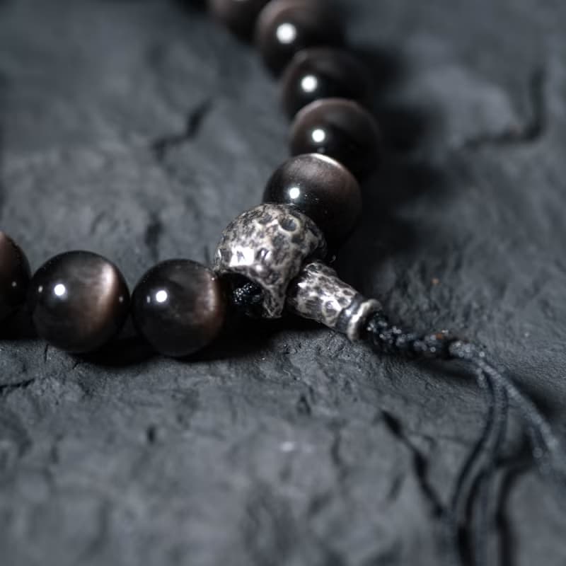 銀曜石手鍊 |925純銀 |男士款天然水晶編織手鏈