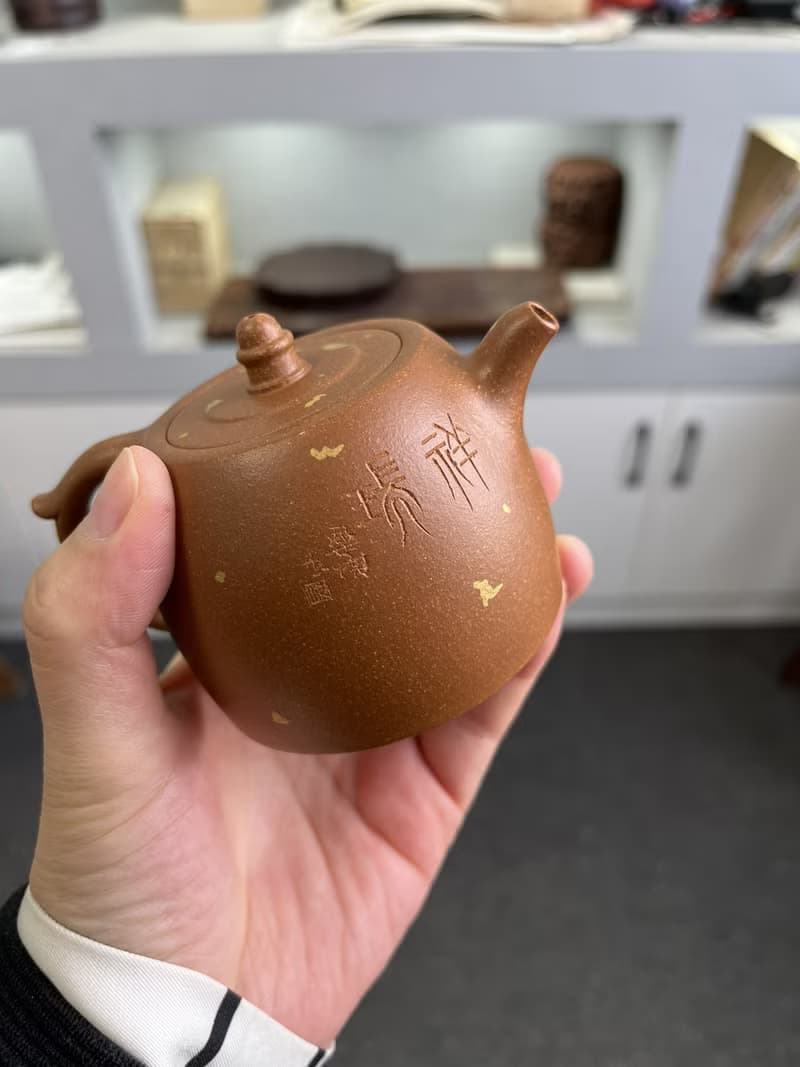 送禮紫砂壺茶壺小汉铎 撒金 祥瑞 现货实拍 原矿优质降坡料 水色