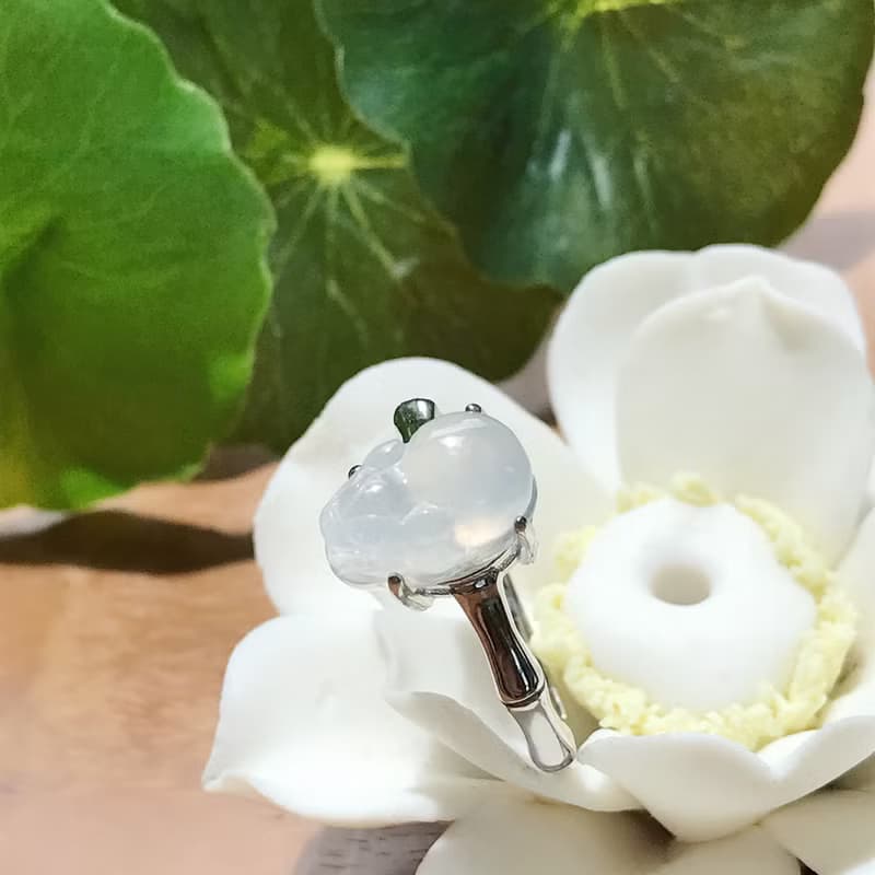 【招財神獸】冰種翡翠貔貅戒指 925純銀 |天然緬甸玉翡翠A貨|送禮