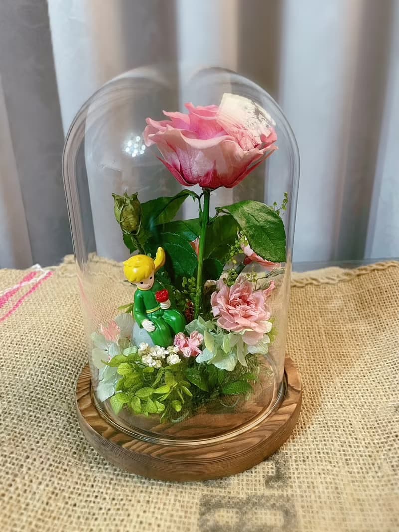 【永生花禮】小王子與他的玫瑰玻璃盅/永生花禮/祝賀花禮/情人節