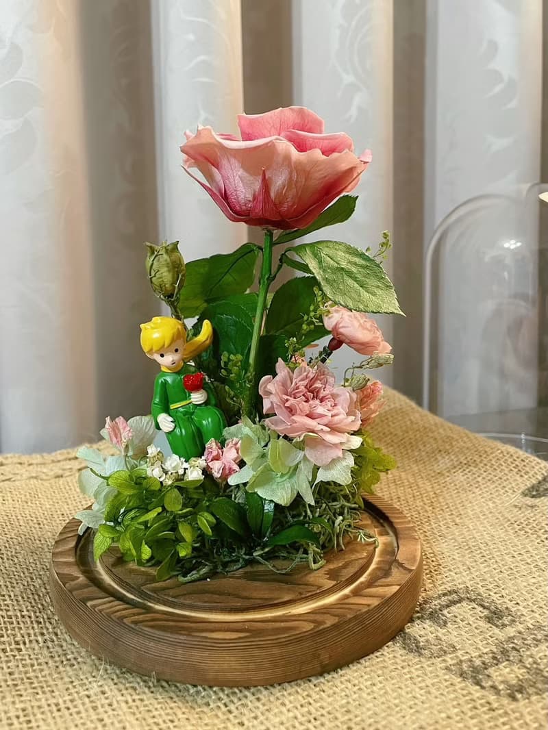 【永生花禮】小王子與他的玫瑰玻璃盅/永生花禮/祝賀花禮/情人節