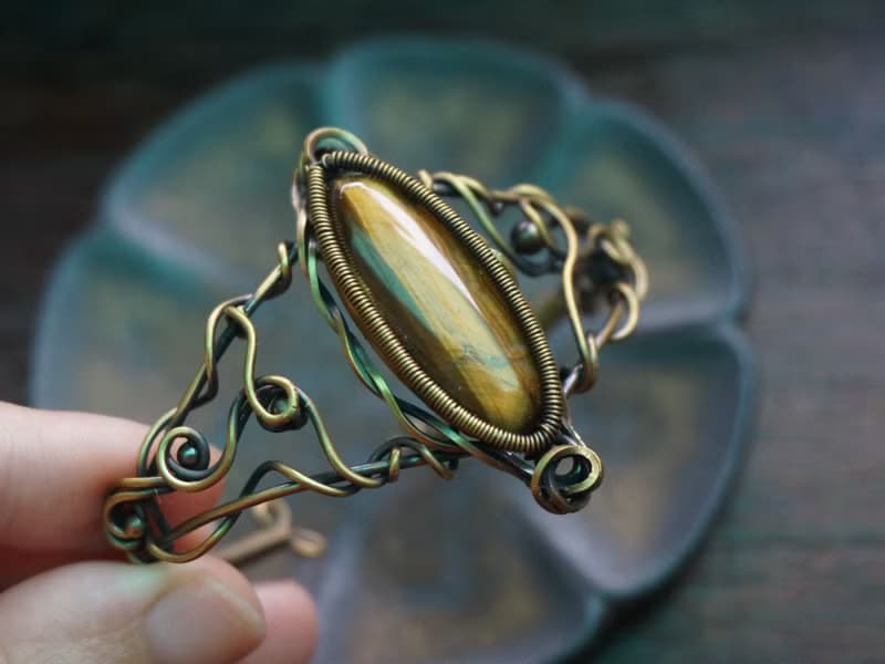| MC |繞線虎眼石手鐲 手工編織  復古 wire wrap
