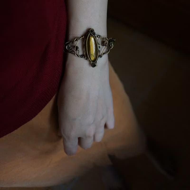 | MC |繞線虎眼石手鐲 手工編織  復古 wire wrap