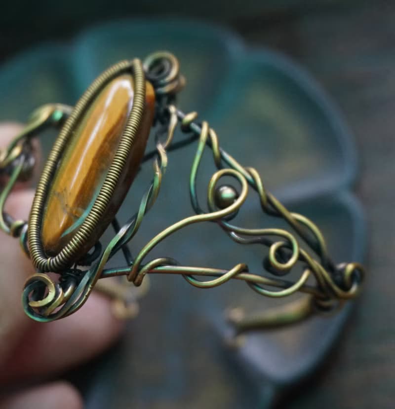 | MC |繞線虎眼石手鐲 手工編織  復古 wire wrap