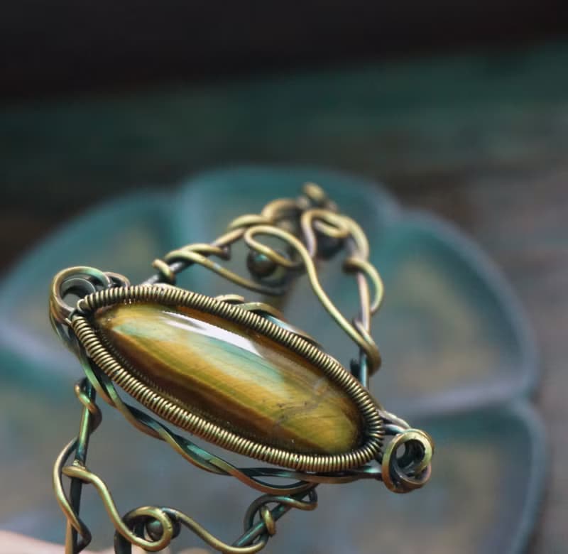 | MC |繞線虎眼石手鐲 手工編織  復古 wire wrap