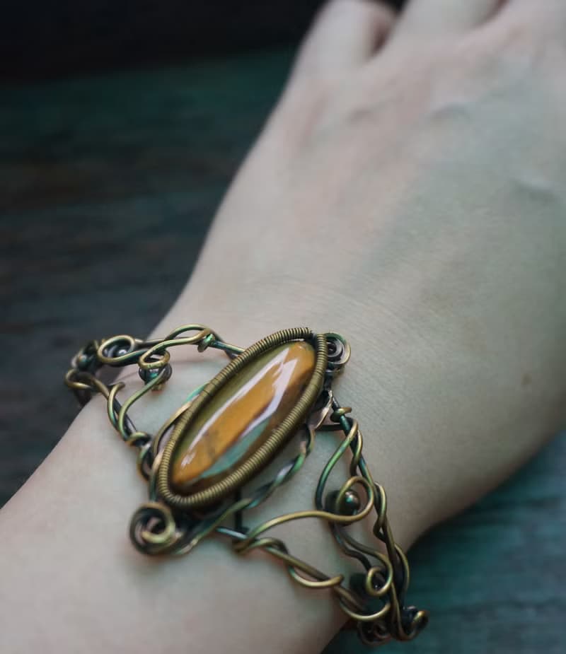 | MC |繞線虎眼石手鐲 手工編織  復古 wire wrap