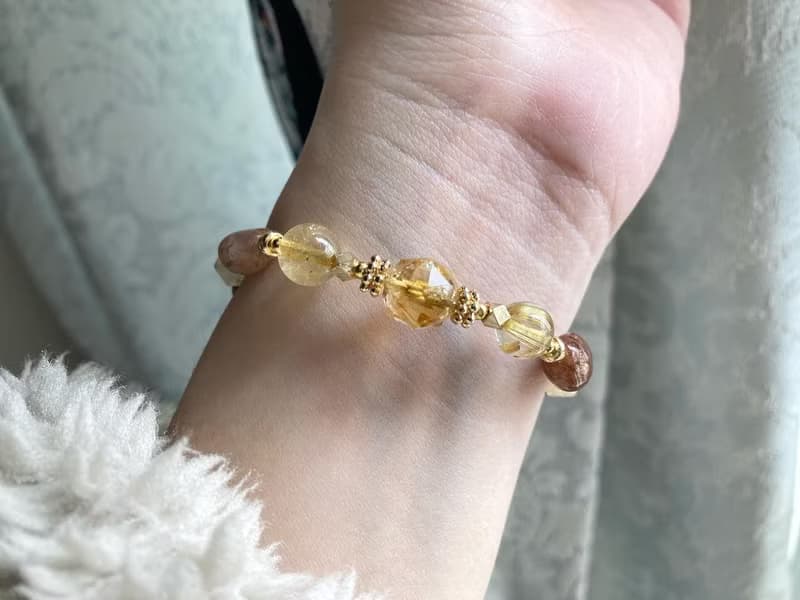 提升財運 自信行動力水晶手鍊 黃水晶金鈦晶黃阿塞隨形銅髮晶