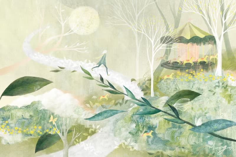小尺寸無框畫 - 清綠系風景插畫