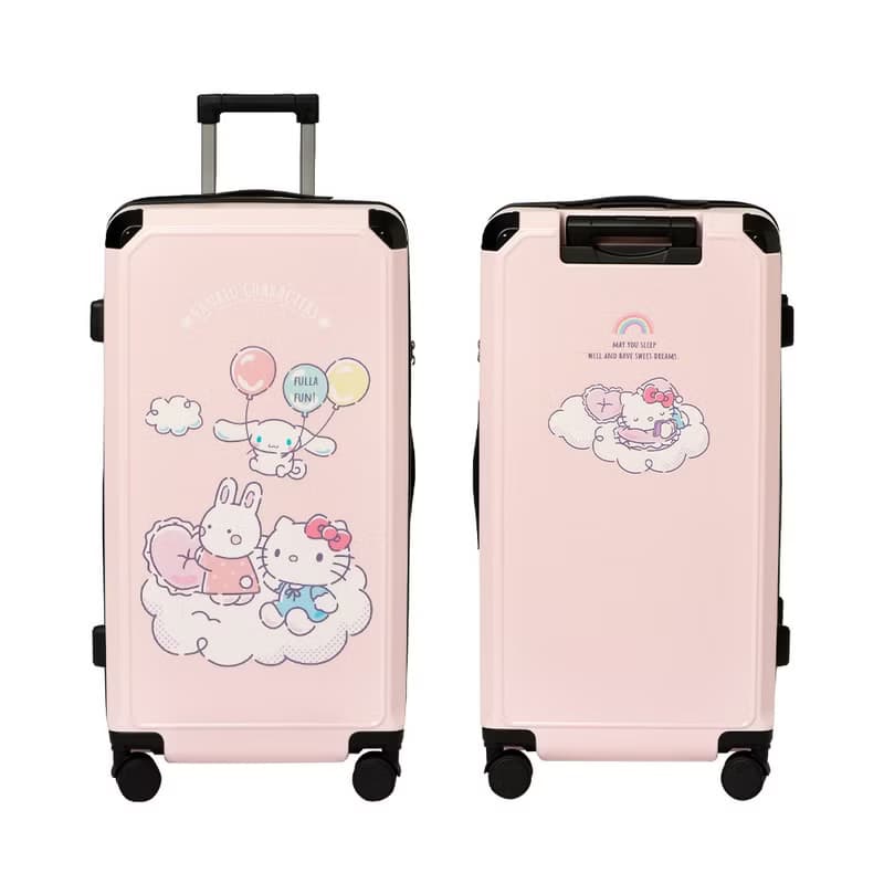 【三麗鷗】Hello Kitty 28吋拉鍊款胖胖箱 行李箱 旅行箱-雲朵粉