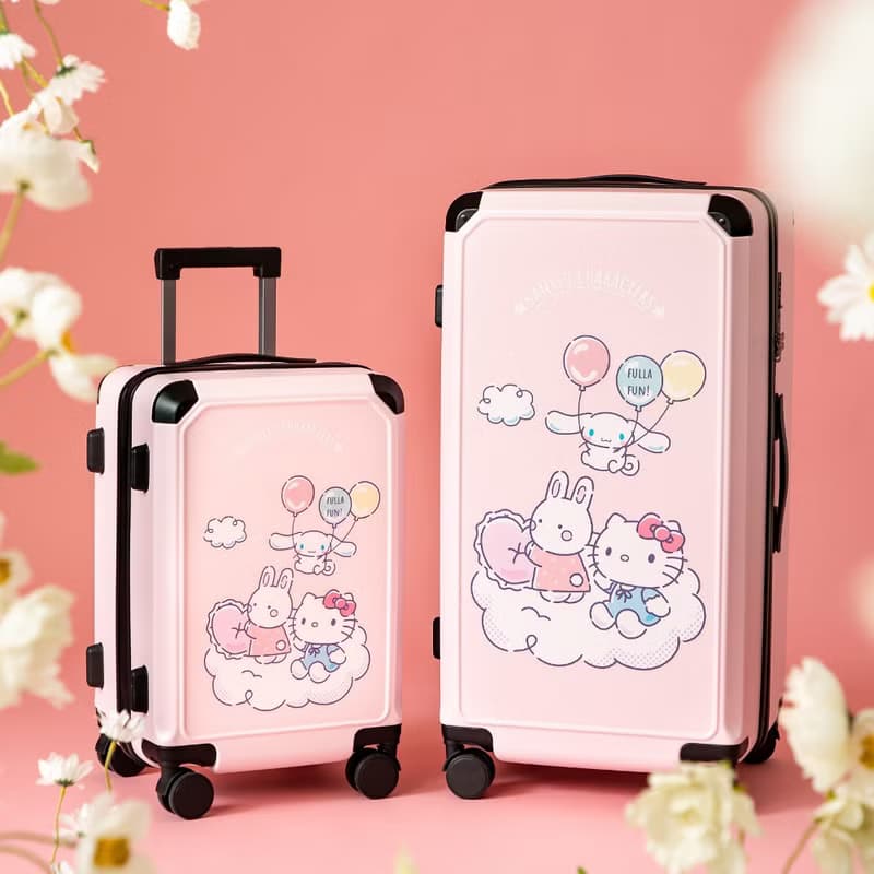 【三麗鷗】Hello Kitty 28吋拉鍊款胖胖箱 行李箱 旅行箱-雲朵粉