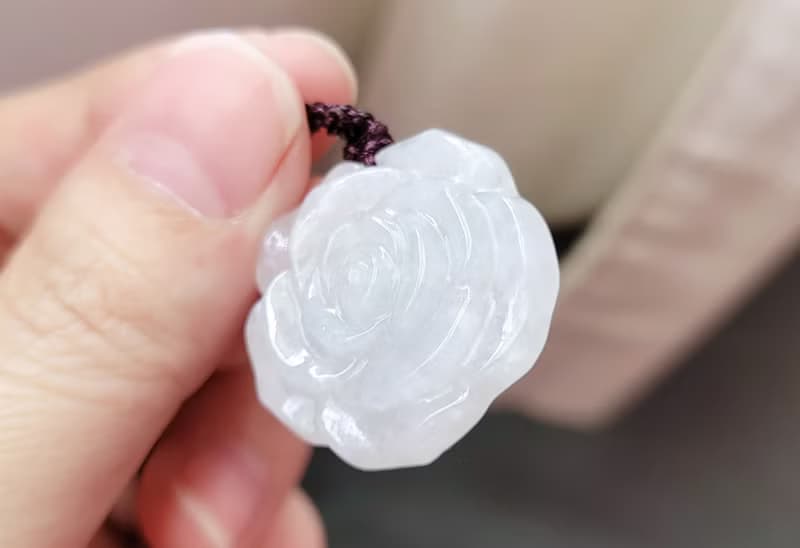 【親翠】天然翡翠 白冰潤意境棉玫瑰花極簡大方調節繩鍊