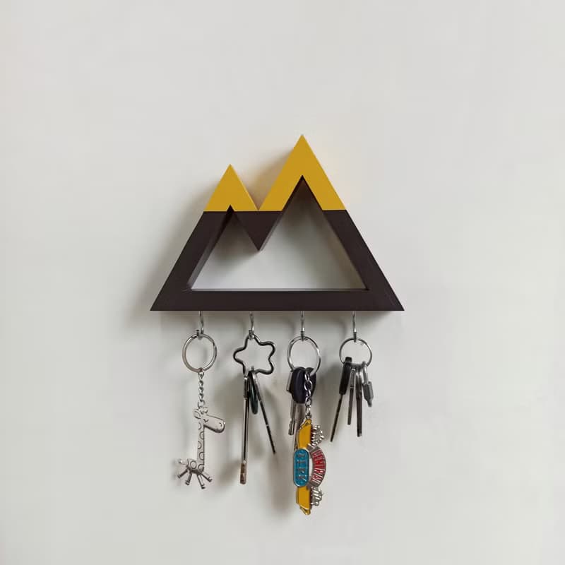 Wall key holder mountains, wooden key rack, key hooks for wall