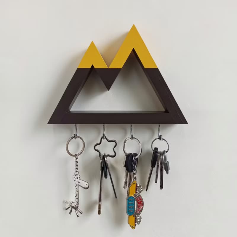 Wall key holder mountains, wooden key rack, key hooks for wall