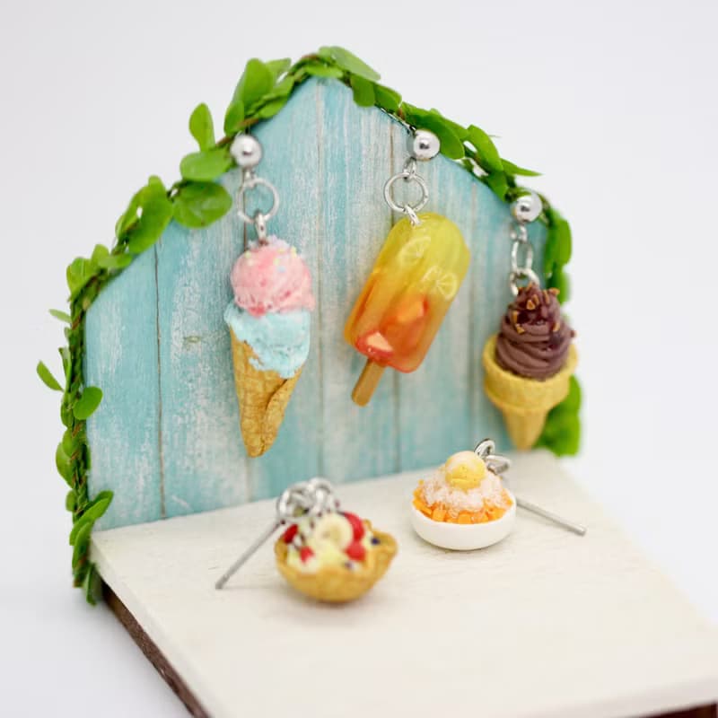 袖珍清涼夏日冰品套組耳環 Miniature Ice Cream earring 芒果冰