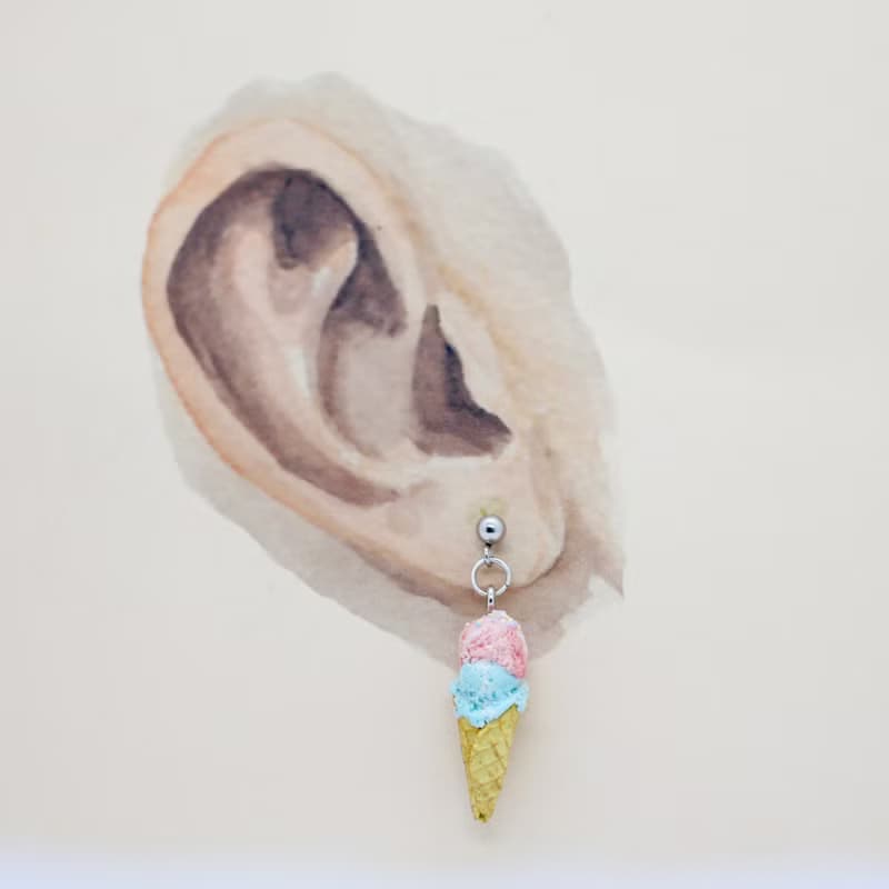 袖珍清涼夏日冰品套組耳環 Miniature Ice Cream earring 芒果冰