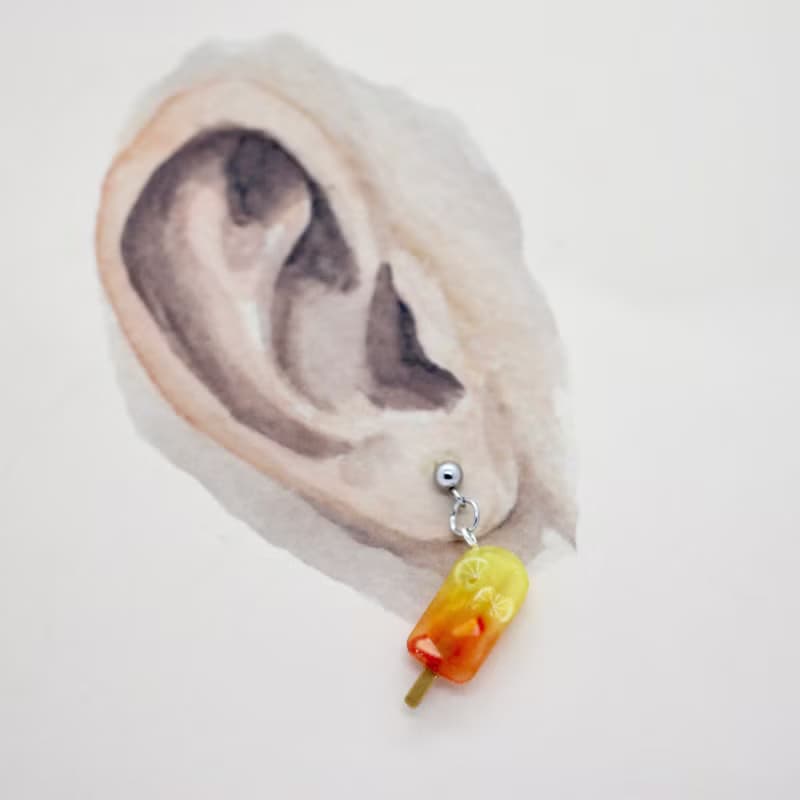 袖珍清涼夏日冰品套組耳環 Miniature Ice Cream earring 芒果冰