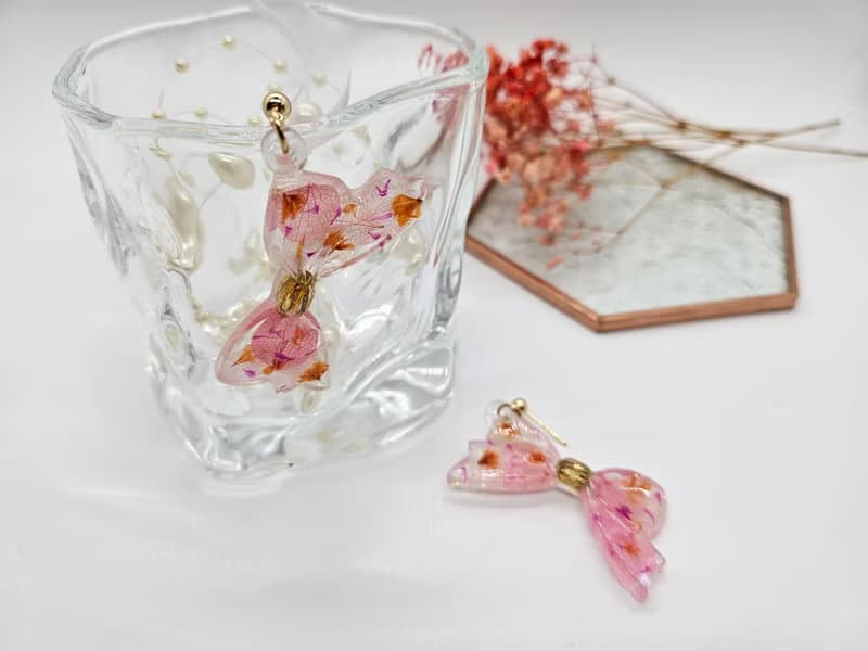 原創耳飾 花漾微光 重工蝴蝶結 真花創作 小眾飾品 手作耳環