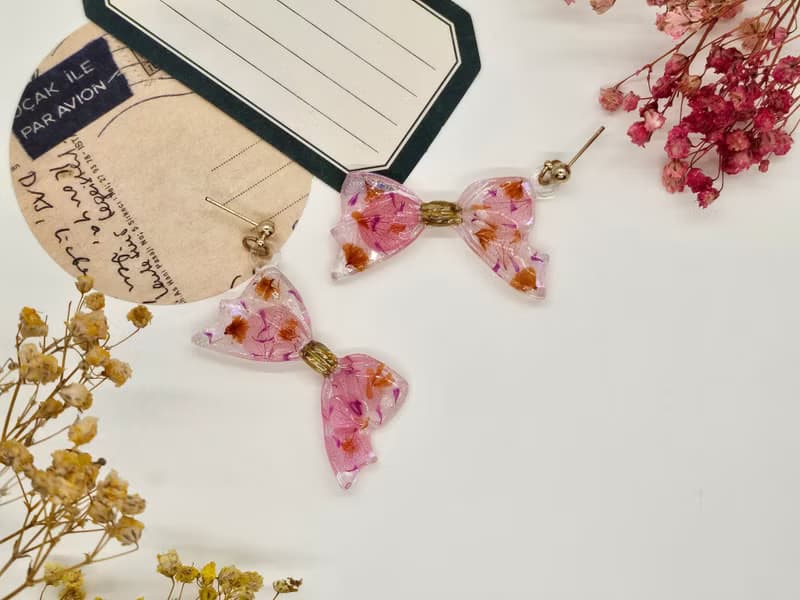原創耳飾 花漾微光 重工蝴蝶結 真花創作 小眾飾品 手作耳環