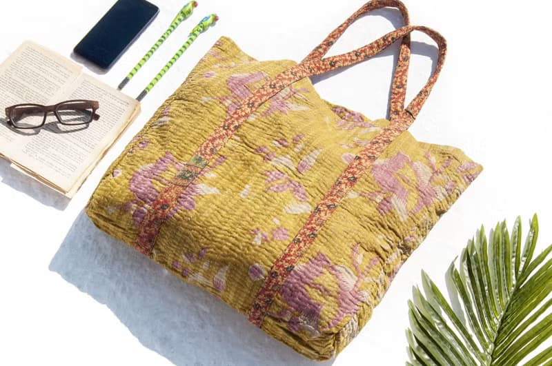 手縫紗麗布側背包/刺繡側背包/刺繡肩背包/手縫紗麗線側背包-森林