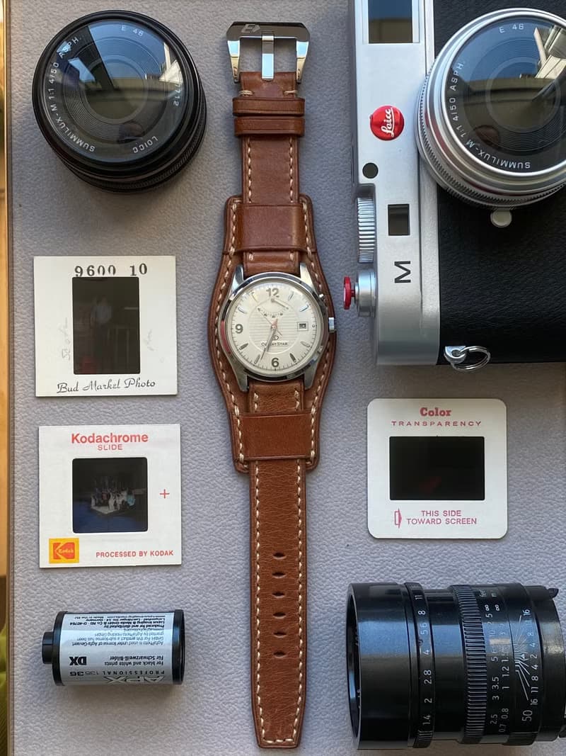 懷舊淺咖啡色皮革底托款錶帶適用20mm 19mm錶耳 勞力士適用錶帶