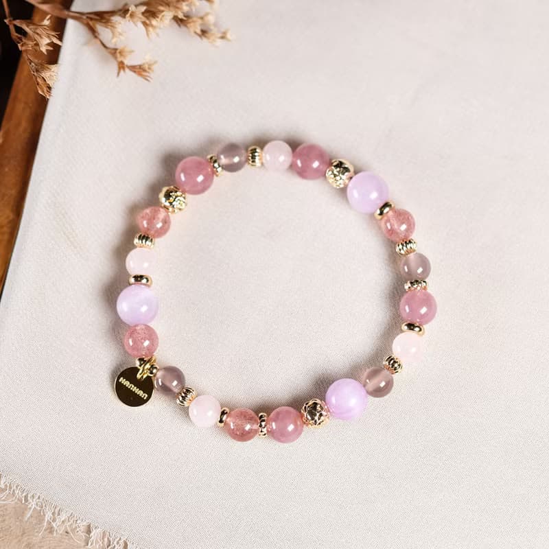 紫鋰輝 草莓晶 粉晶 紫玉髓 手鍊 天然礦石水晶