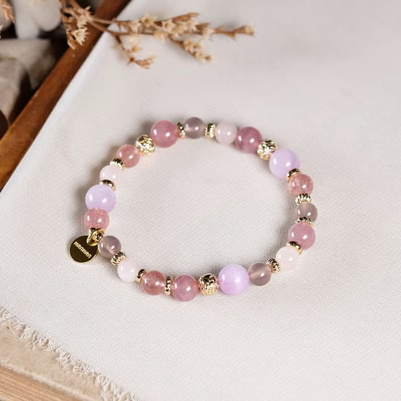 紫鋰輝 草莓晶 粉晶 紫玉髓 手鍊 天然礦石水晶