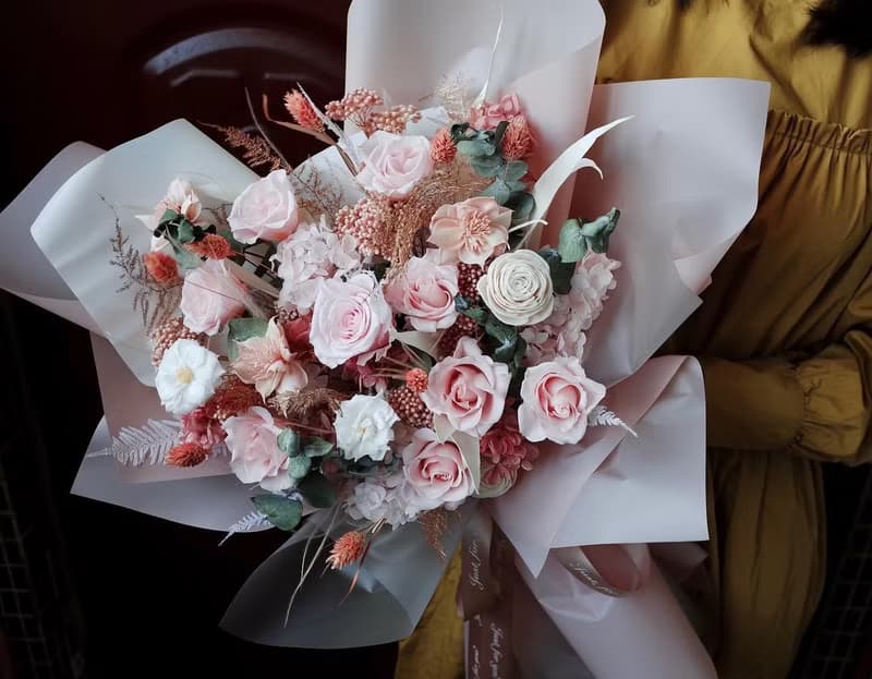 長久相守 9朵玫瑰永生花束 情人節花束 告白 求婚花束