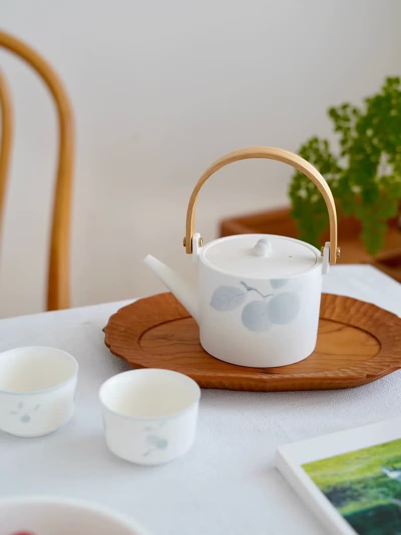 三徑就荒 | 蘭庭白霧系列提梁茶壺 茶壺泡茶家用陶瓷套裝 送長輩