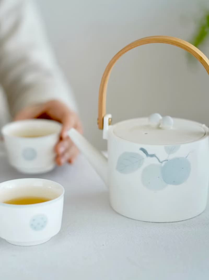 三徑就荒 | 蘭庭白霧系列提梁茶壺 茶壺泡茶家用陶瓷套裝 送長輩