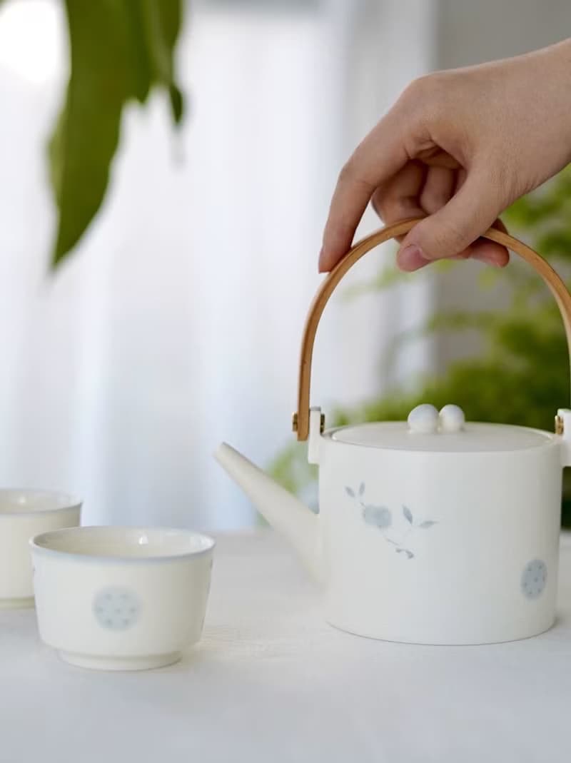 三徑就荒 | 蘭庭白霧系列提梁茶壺 茶壺泡茶家用陶瓷套裝 送長輩