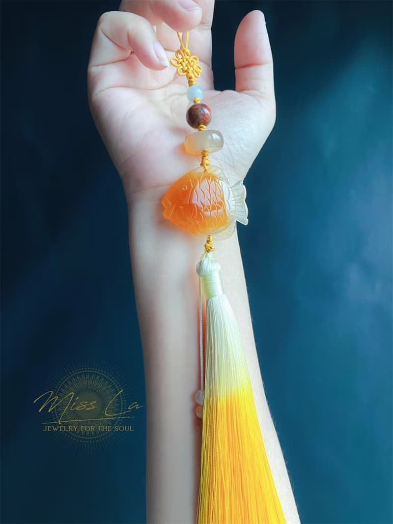 孤品 老瑪瑙 魚 天然翡翠 東菱玉 設計款 禮物 包掛 車掛