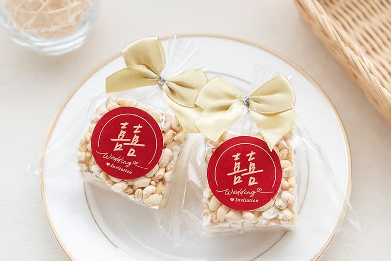 婚禮小物 手寫風紅色囍字米香 (滿百份免費印名字)