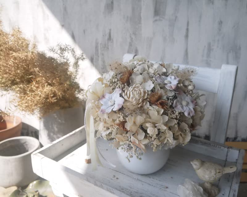 白色之戀(大) .雪白色.情人不凋花玫瑰.精油索拉花.乾燥花禮物