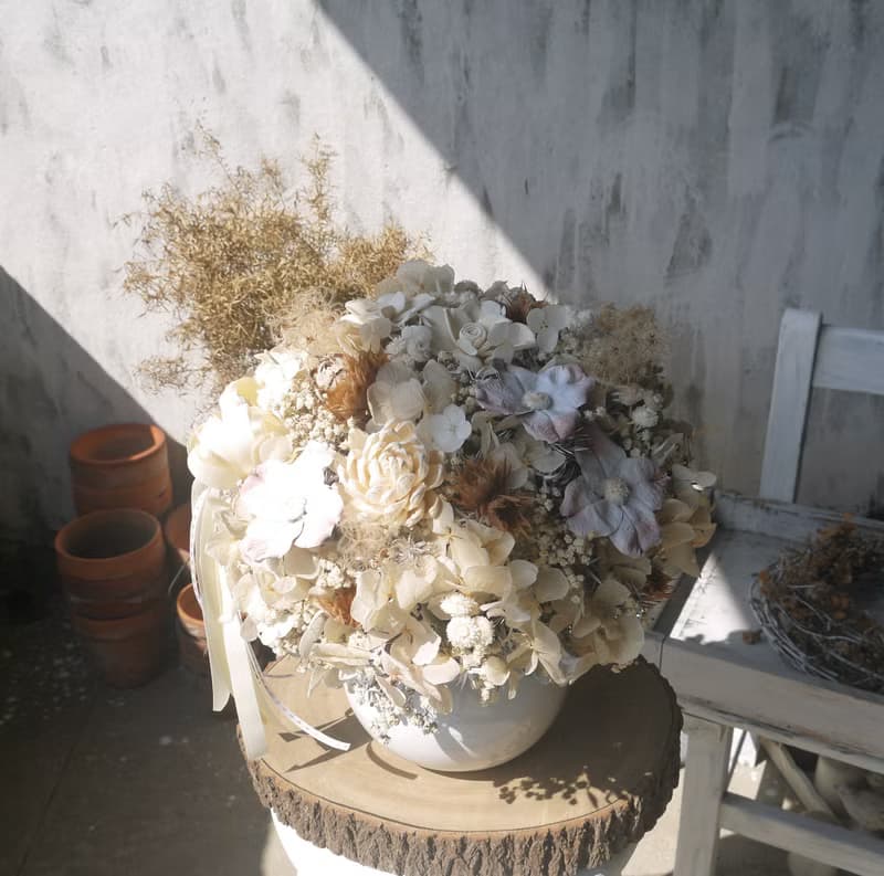 白色之戀(大) .雪白色.情人不凋花玫瑰.精油索拉花.乾燥花禮物