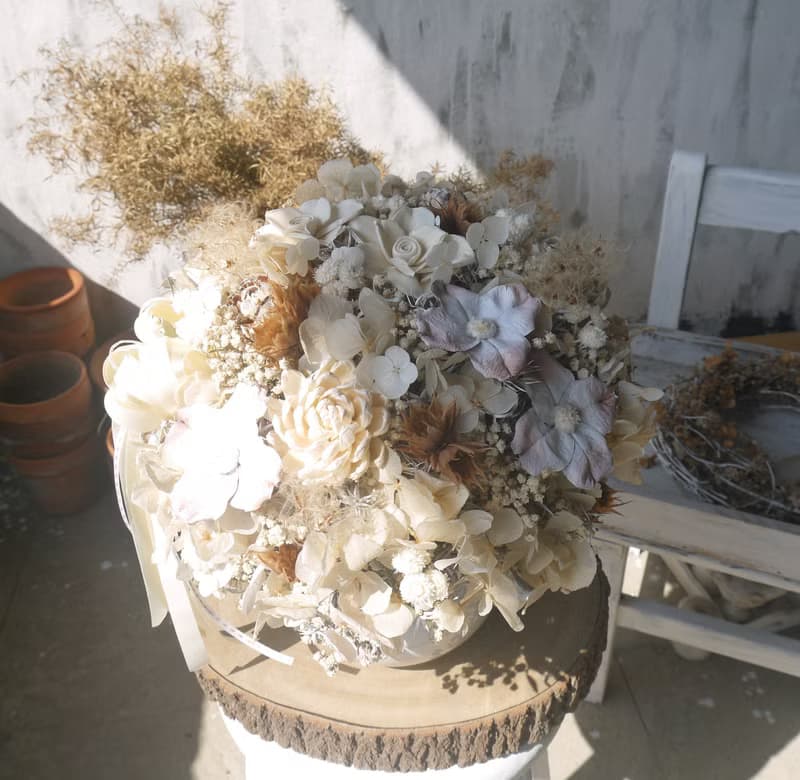 白色之戀(大) .雪白色.情人不凋花玫瑰.精油索拉花.乾燥花禮物