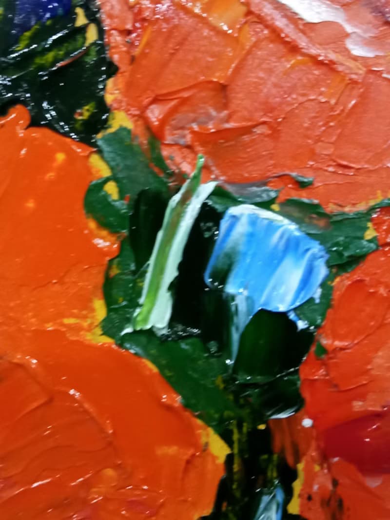 Original author's oil painting Poppies bouquet. 30x30 cm. Unframed