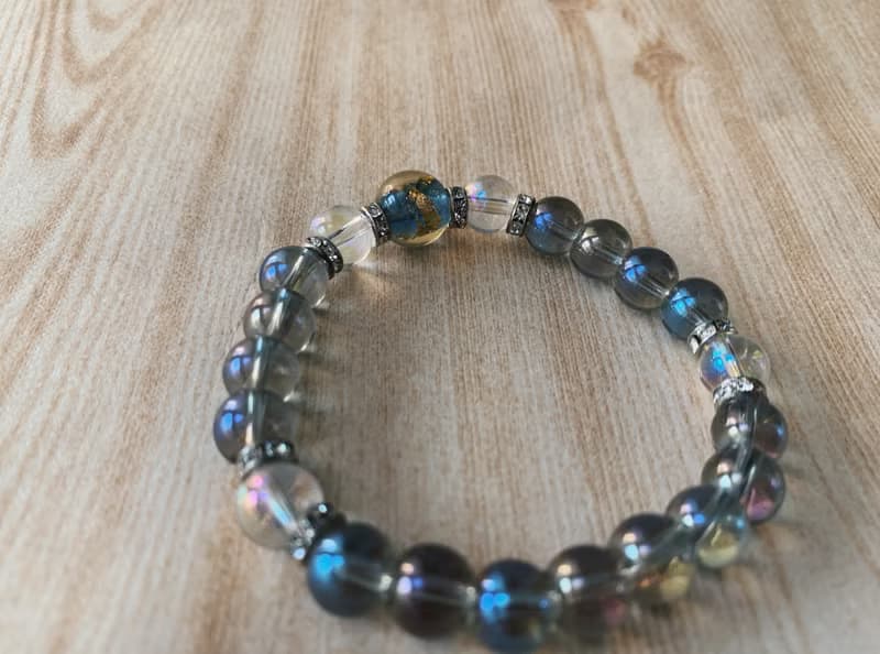 【琉璃系列】紫藍金箔琉璃珠手鍊