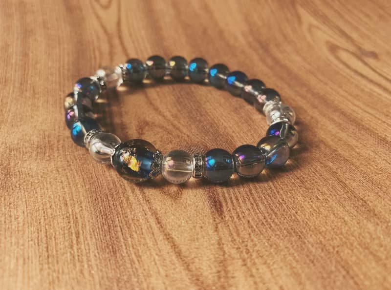 【琉璃系列】紫藍金箔琉璃珠手鍊