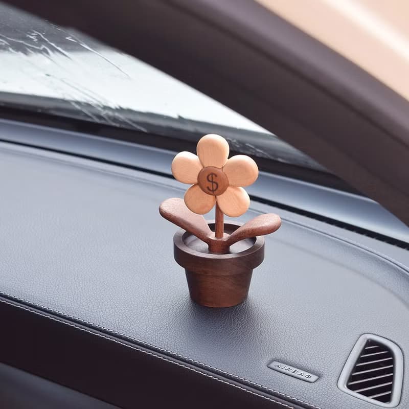 有錢花 實木可愛治癒桌面擺件 車載擺件送朋友閨蜜新年禮物