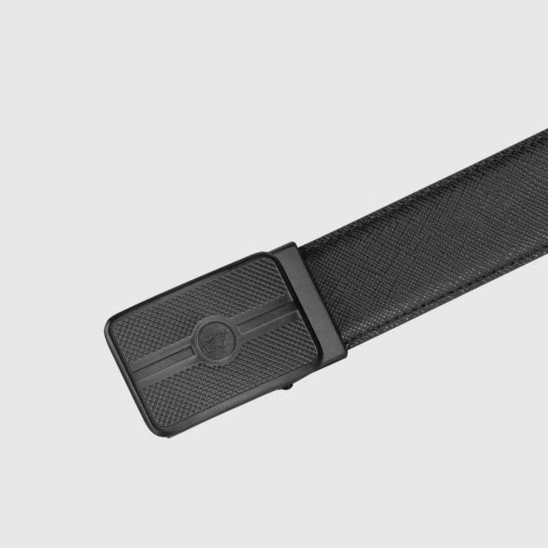 【免費升級送禮包裝】LOGO無齒自動扣皮帶-黑/BF24B-WEG044-BK
