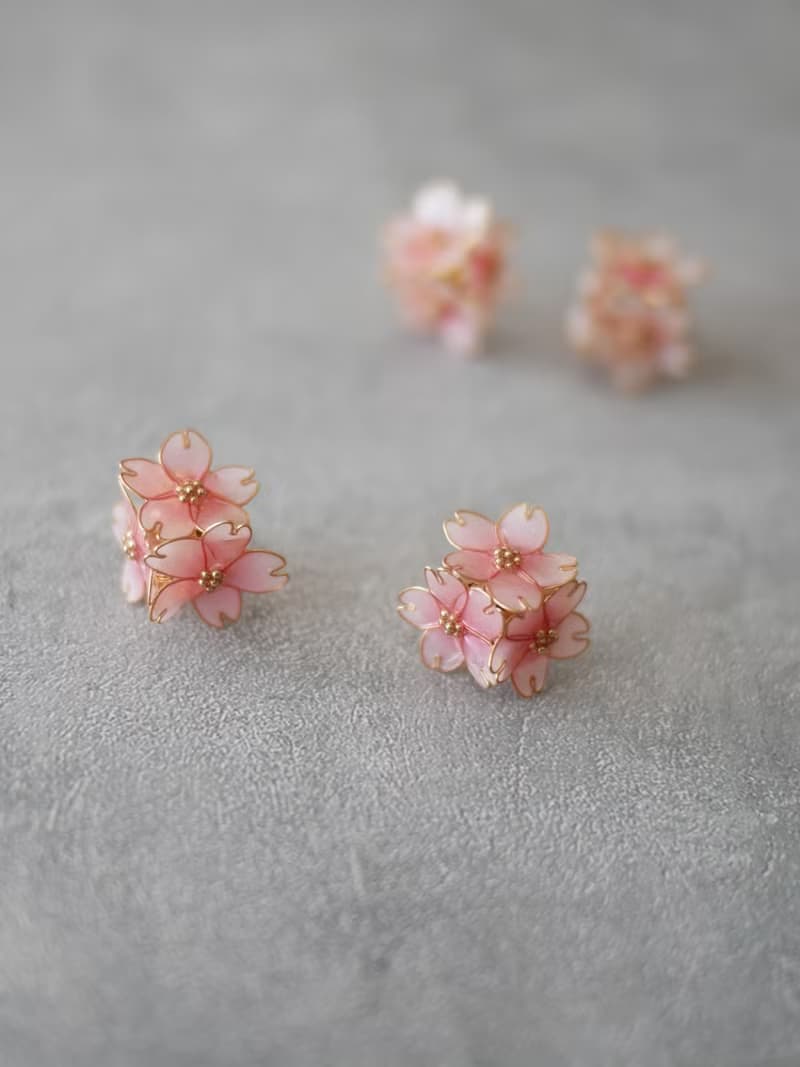 河津桜　ピアス・イヤリング